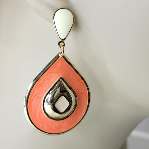 Orange Oval Drop Earrings - Picture 7 of 14